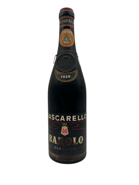 Bouteille de Barolo Mascarello 1958 avec étiquette classique