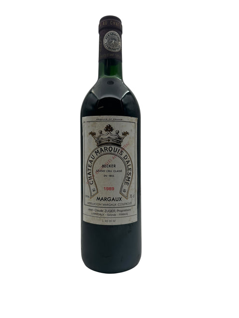 Bouteille de vin rouge Château Marquis D'Alesme Becker 1989