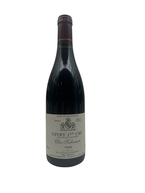 Bouteille de vin Givry Clos Salomon 1999 avec étiquette