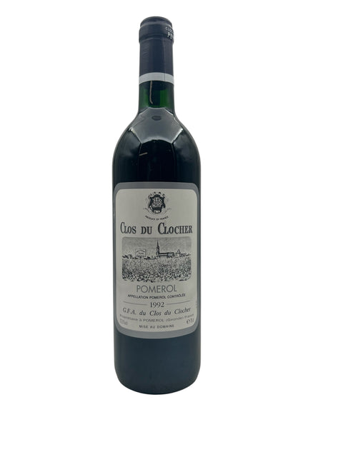 Bouteille de vin rouge Clos du Clocher de Pomerol 1992