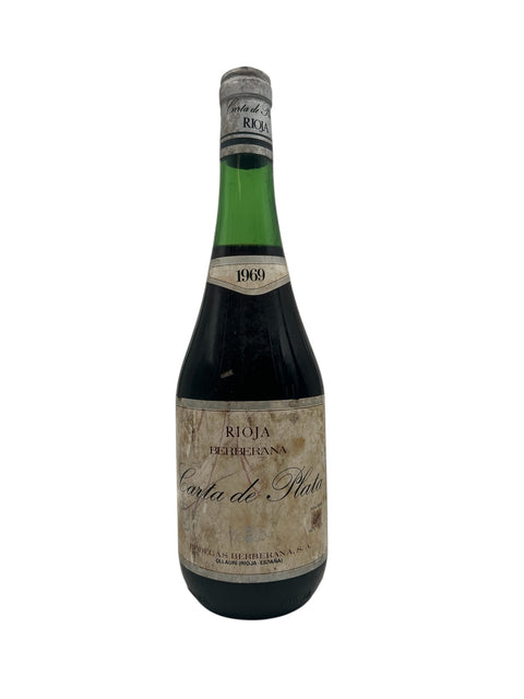 Bouteille de vin rouge Carta de Plata Berberana 1969 de la Rioja