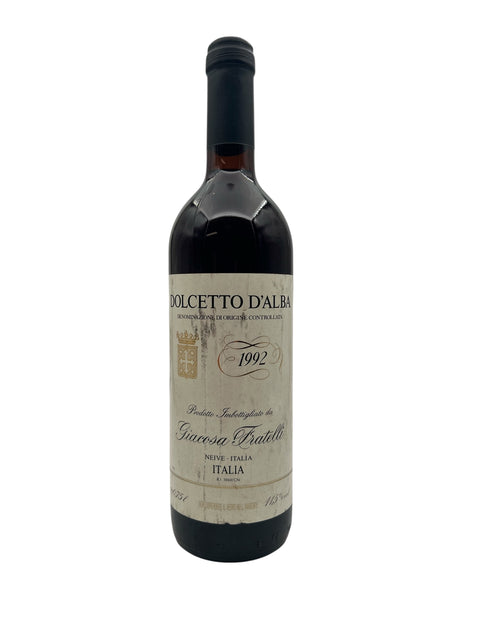 Bouteille de vin rouge Dolcetto d'Alba Giacosa Fratelli 1992