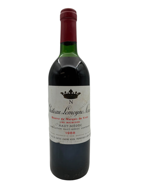 Bouteille de vin rouge Château Lemoyne Nexon 1988