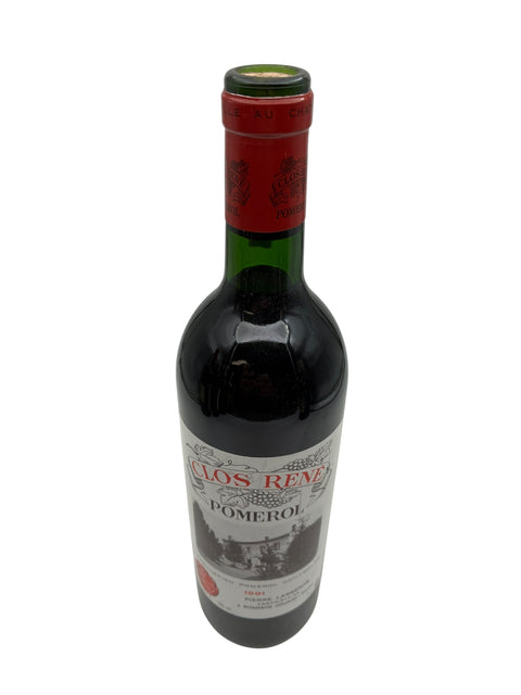 Bouteille de vin rouge Clos René Pomerol 1991