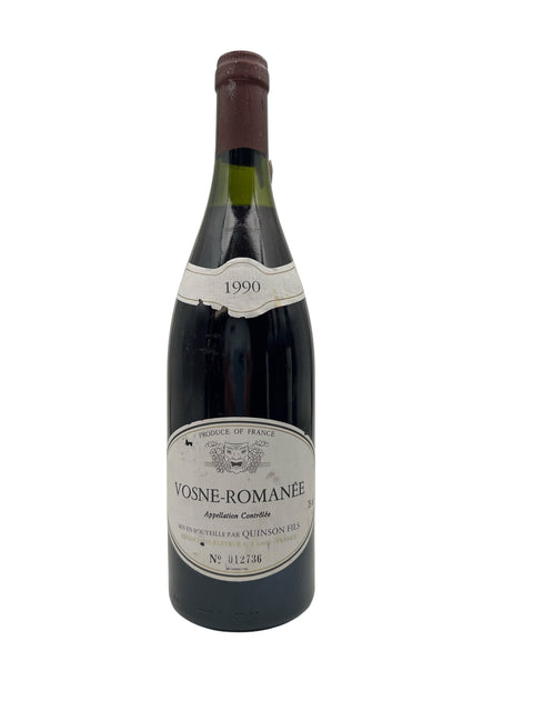 Bouteille de vin rouge Vosne-Romanée Quinson Fils 1990