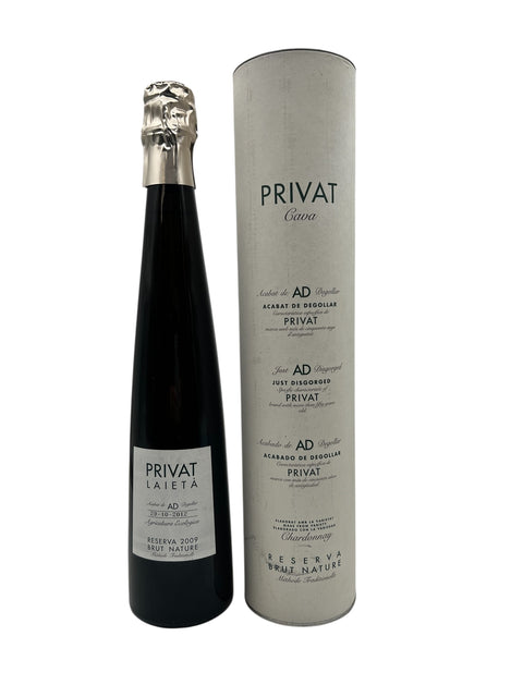Bouteille de cava Laietà Privat 2009 avec emballage associé