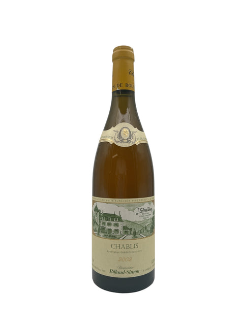 Bouteille de vin blanc Chablis Billaud-Simon 2002
