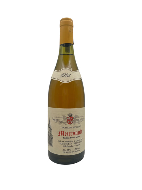 Bouteille de vin blanc Meursault Domaine Bitouzet 1992