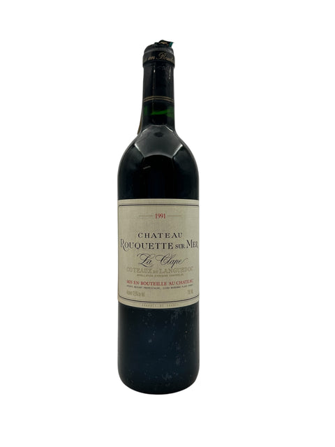 Bouteille de vin rouge La Clape Château Rouquette sur Mer 1991