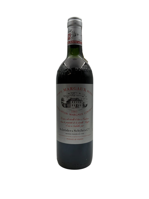 Bouteille de vin rouge Margaux Réserve Schröder & Schÿler 1983