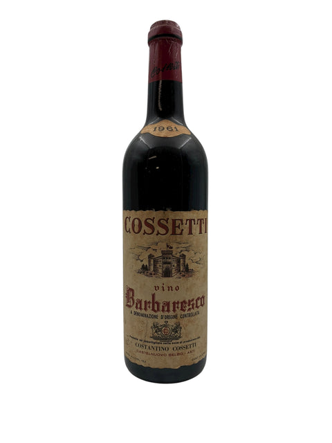 Bouteille de Barbaresco Cossetti 1961 avec étiquette vintage