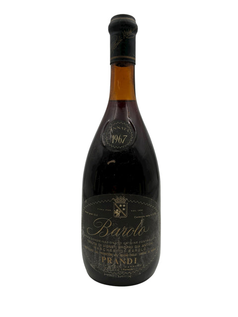 Bouteille Barolo Prandi 1967 avec étiquette vintage