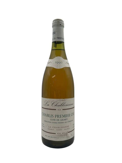 Bouteille de vin blanc Chablis Premier Cru La Chablisienne 1990