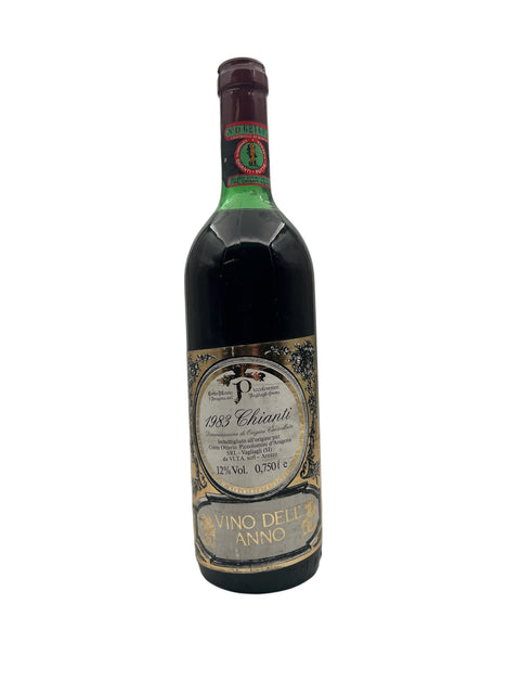 Bouteille de Chianti Poggiopiano 1983 avec étiquette vintage