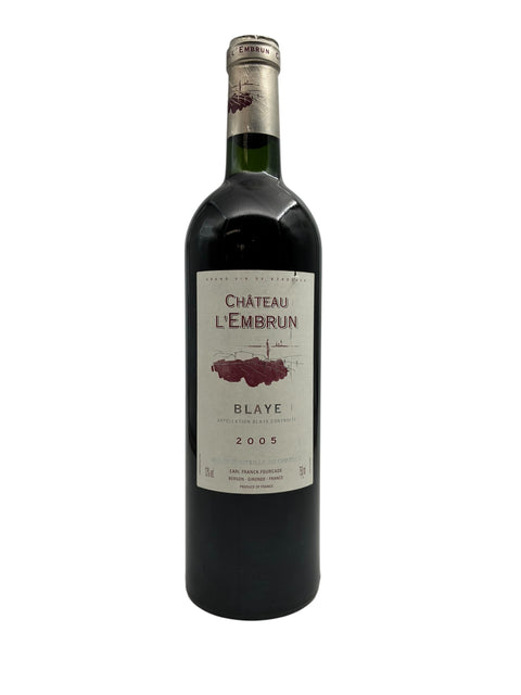 Bouteille de vin rouge Blaye Château L'Embrun 2005