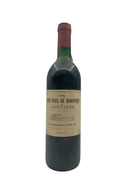 Bouteille de vin rouge Saint-Emilion Saint-Paul de Dominique 1990