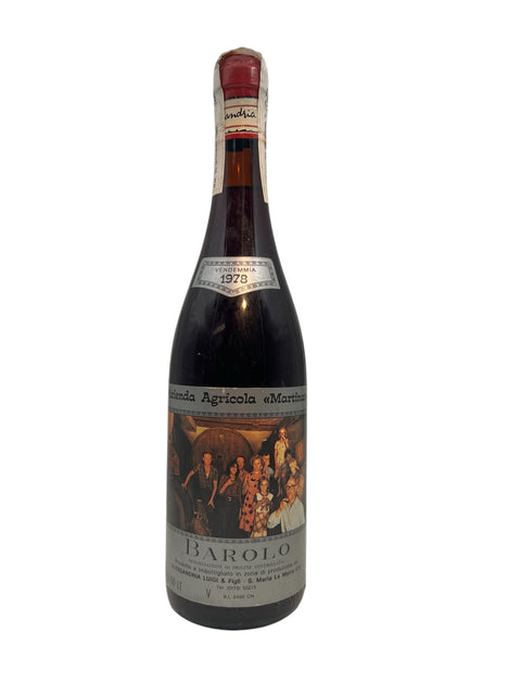 Bouteille de vin Barolo Martinetti 1978 avec étiquette