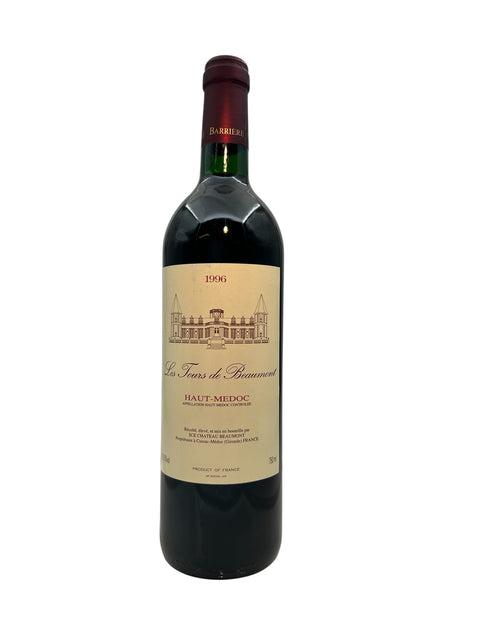 Bouteille des Tours de Beaumont 1996 du Château Beaumont