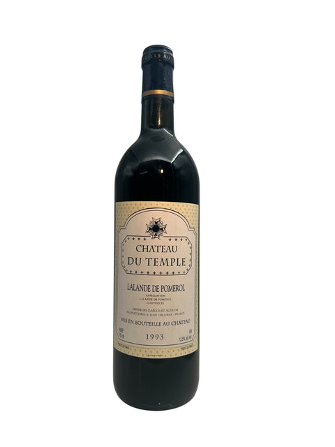 Bouteille de vin rouge Lalande de Pomerol Château du Temple 1993