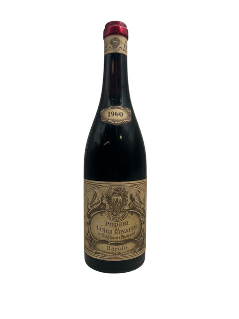 Bouteille de vin Barolo 1960 Poderi Luigi Einaudi avec étiquette