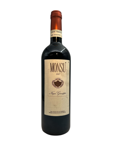 Bouteille de vin rouge Monsù du Negro Giuseppe millésime 2007