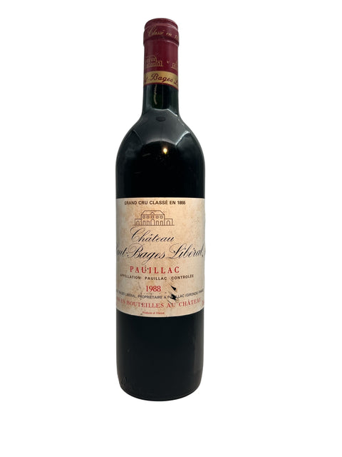 Bouteille de vin rouge Pauillac Château Haut-Bages Libéral 1988