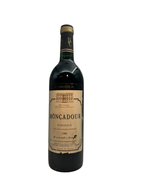 Bouteille de vin rouge Bordeaux Môncadour Cordier 1988