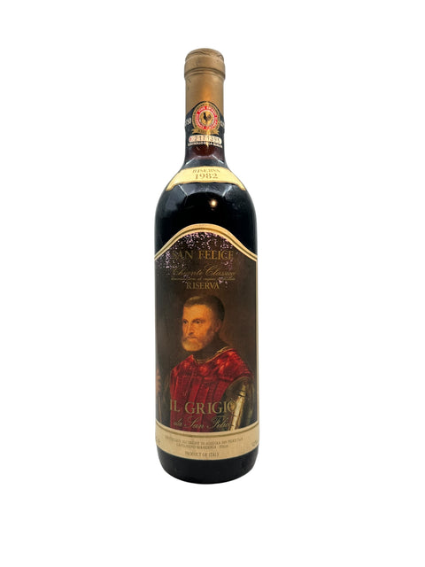 Vin rouge Il Grigio San Felice 1982 avec étiquette