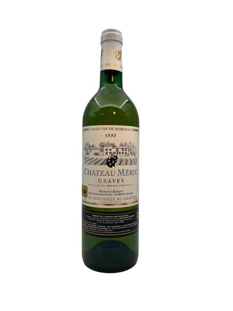 Bouteille de vin blanc de Bordeaux Château Méric Graves 1992