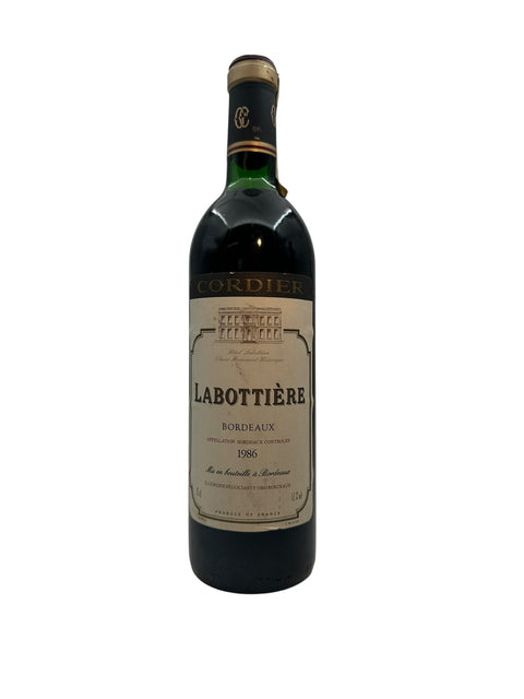 Bouteille de vin rouge Bordeaux Labottière Cordier 1986
