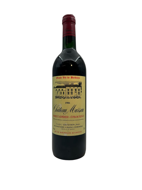 Bouteille de vin rouge Bordeaux Château Marsau 1986