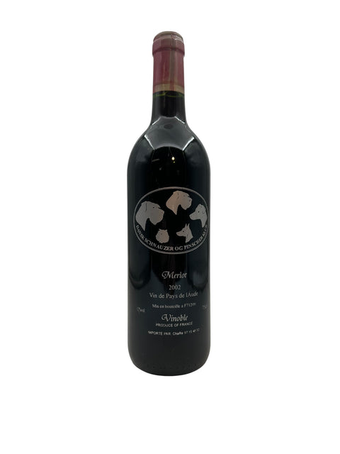 Bouteille de Merlot Vinoble 2002 avec étiquette