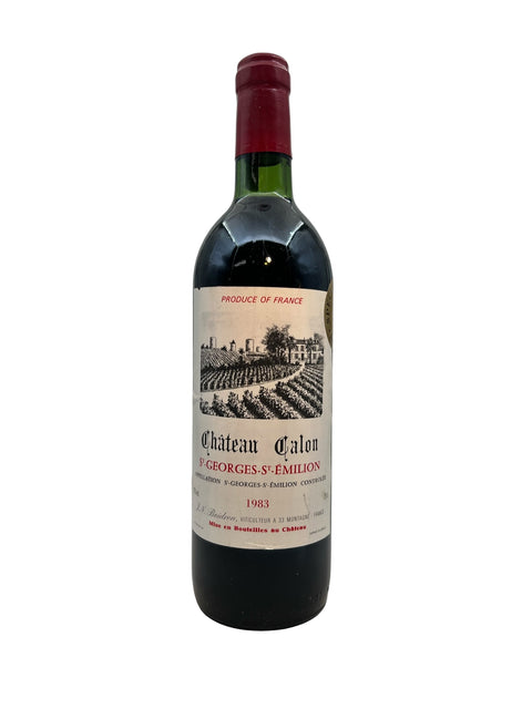 Bouteille de vin rouge Château Calon 1983 de Saint-Émilion avec étiquette