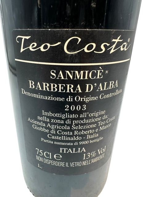 Bouteille de Sanmicè Teo Costa 2003 Barbera d'Alba
