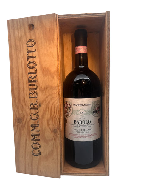 Barolo 2001 de Comm G B Burlotto en caisse en bois
